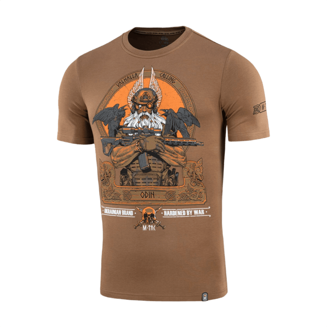 M-Tac T-Shirt Odin med Odin-print og ravne Hugin og Munin, tekst 'Valhalla Calling', komfortabel bomuldselastan-blanding.