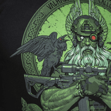 M-Tac T-Shirt Night Vision med print af Odin i kampudstyr med NVG-hjelm, ledsaget af ravne Hugin og Munin, og teksten "Valhalla Calling".