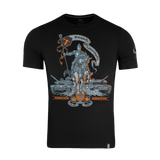 M-Tac T-Shirt Steel Knight med stålridder og moderne tanks, symboliserer Ukraines kampstyrker, styrke og enhed.