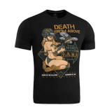 M-Tac T-Shirt Delivery Service med pin-up pige og drone-design, inspireret af amerikansk WWII-kultur, tekst 'Death from Above'.