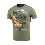 M-Tac T-Shirt Delivery Service med Pin-Up print og "Death from Above" tekst, grøn bomulds T-shirt inspireret af Anden Verdenskrig