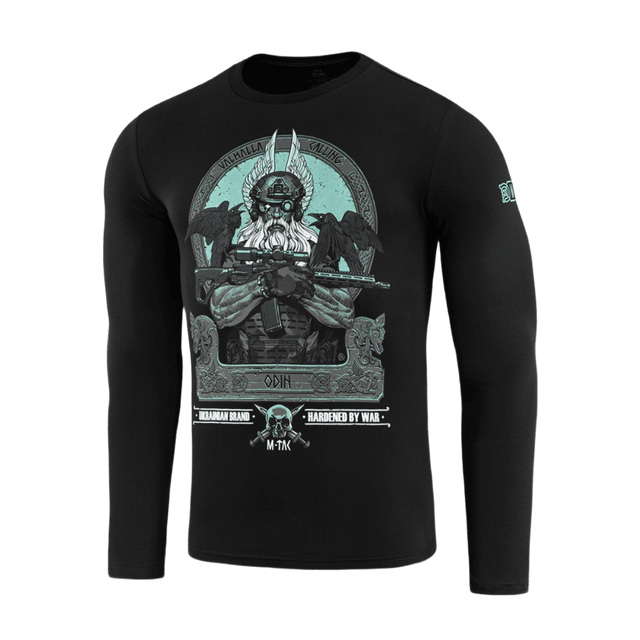 M-Tac T-Shirt Odin Mystery Long Sleeve med print af Odin med AR-15 og ravnene Hugin og Munin. "Valhalla Calling" tema.