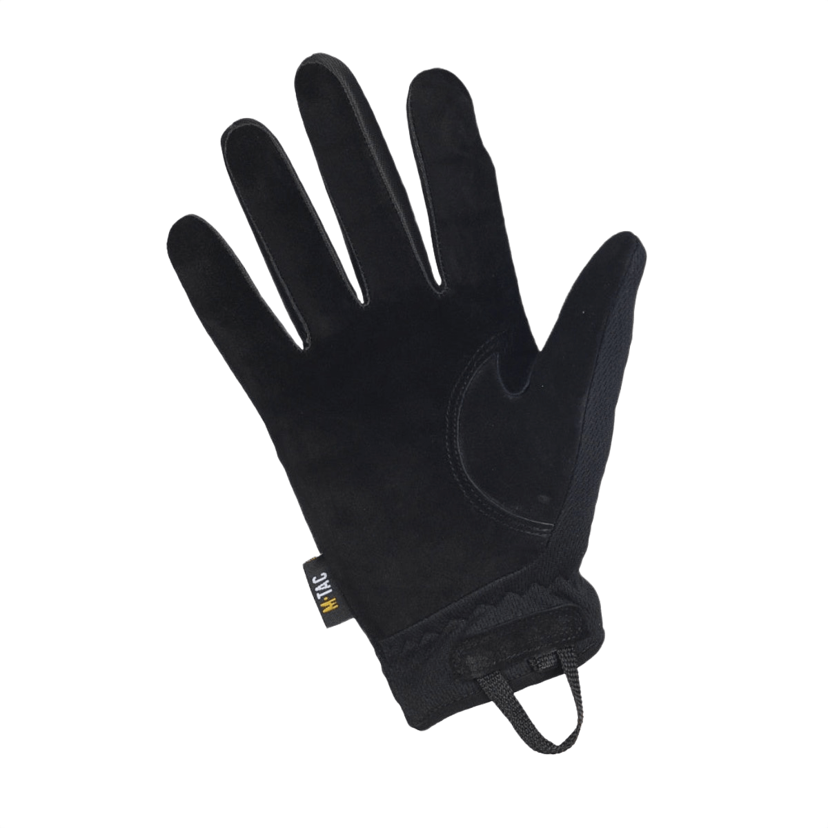 M-Tac Handsker Scout Tactical sort handske med ægte læder håndflader for komfort og slidstyrke, velegnet til værktøjshåndtering.