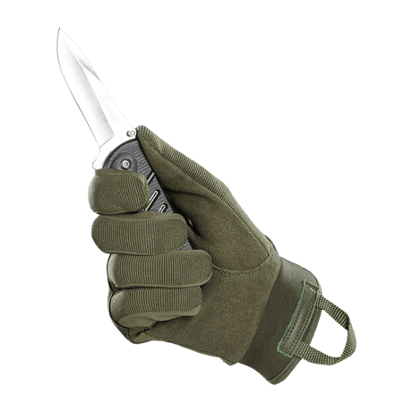 M-Tac Handsker Assault Tactical Mk.3 holder en kniv, forstærket håndflade giver sikkert greb, justerbar velcro for komfort.
