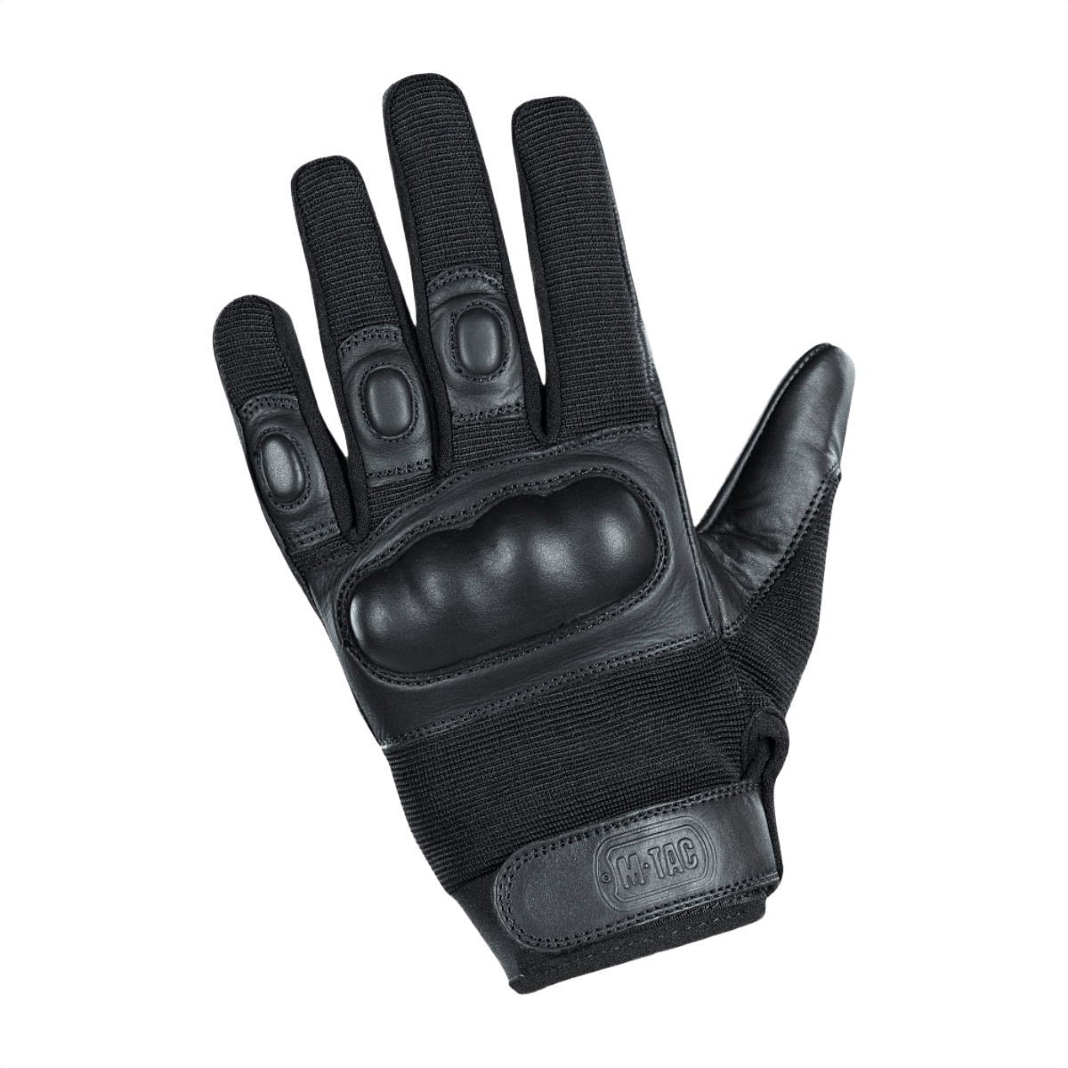 M-Tac Handsker Assault Tactical Mk.4 - sorte læderhandsker med forstærkede knoer til våbenhåndtering og justerbar velcro