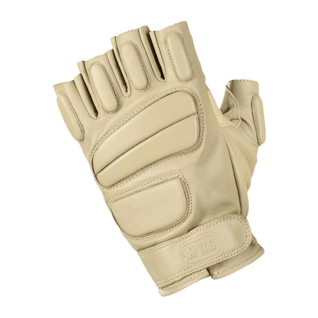 M-Tac Fingerløse Handsker Assault Tactical Mk.1, taktik højre handske i beige med forstærket håndflade og justerbar velcro manchetter.