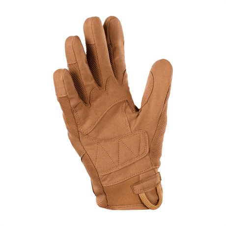 M-Tac Handsker Assault Tactical Mk.6 i syntetisk ruskind, åndbare zoner, forstærkede kno-pads, non-slip håndflade og forstærket løkke.