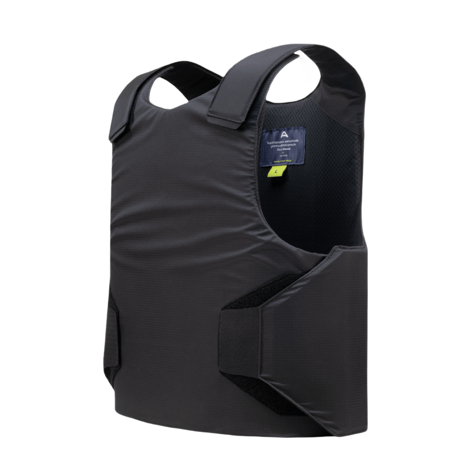 Anorak Niobium® Concealable IV Stik & Skudsikker Vest i sort rip-stop materiale til multi-trussel beskyttelse og komfort.