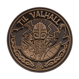 M-Tac Patch Til Valhall PVC med vikingedesign og ravne, perfekt til uniformer, tasker eller taktisk udstyr. Velcro-bagside, diameter 80 mm.