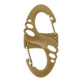 M-Tac Plast S-Krog Karabinhage i brun farve, dobbeltsidet design, ideel til nøgler og let udstyr. Perfekt til daglig brug og EDC-kit.