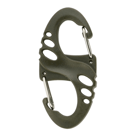 M-Tac Plast S-Krog Karabinhage, lille dobbelsidet karabinhage til nøgler og lommelygter, let og kompakt, plast og stål, 50 mm.