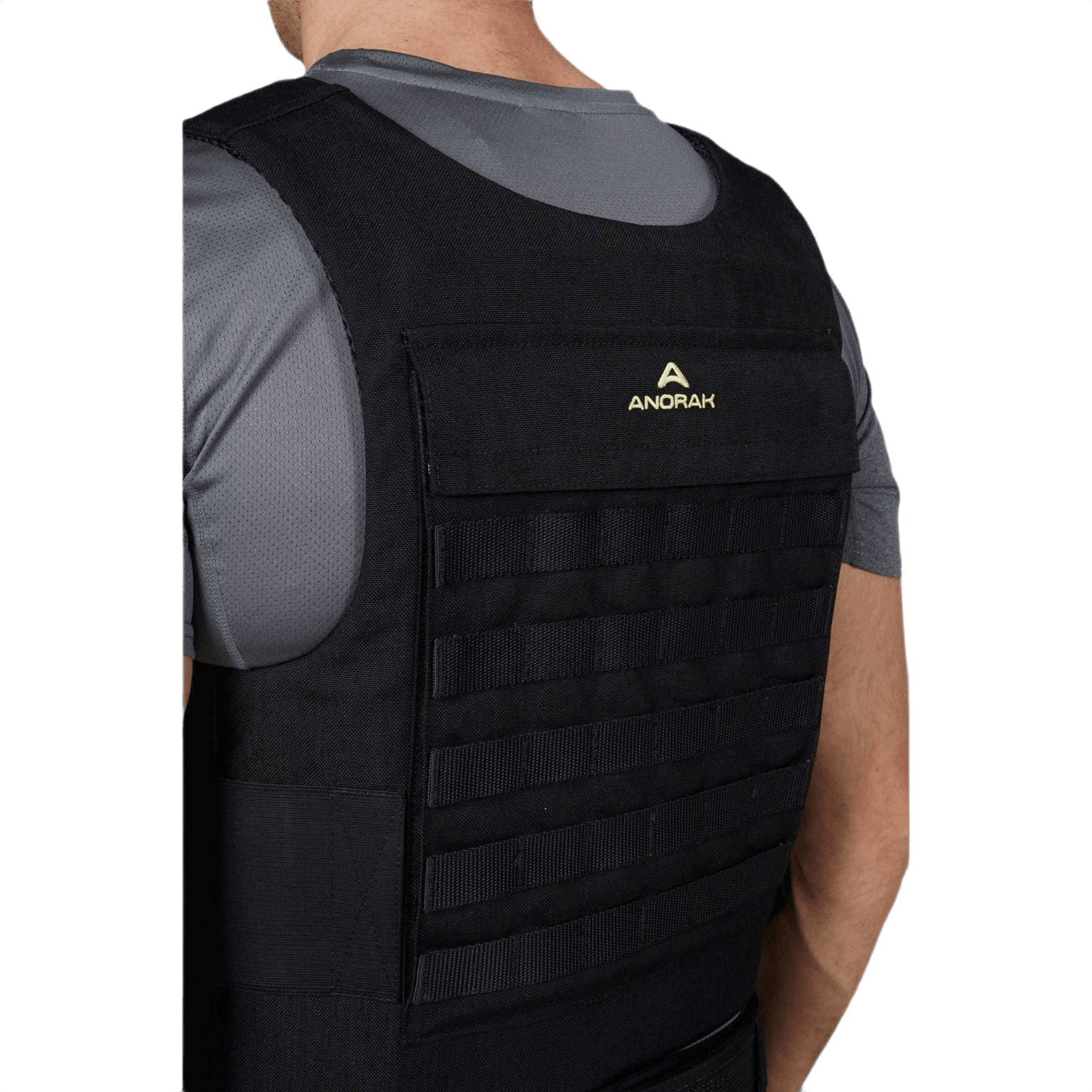 Anorak Titanium® Duty III-M Stik & Skudsikker Vest set bagfra med Level IIIA-beskyttelse designet til politi og kystvagt.