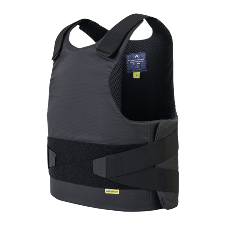 Anorak Niobium® Concealable II Stik & Skudsikker Vest i sort rip-stop stof, designet til diskret beskyttelse mod skydevåben og knive.