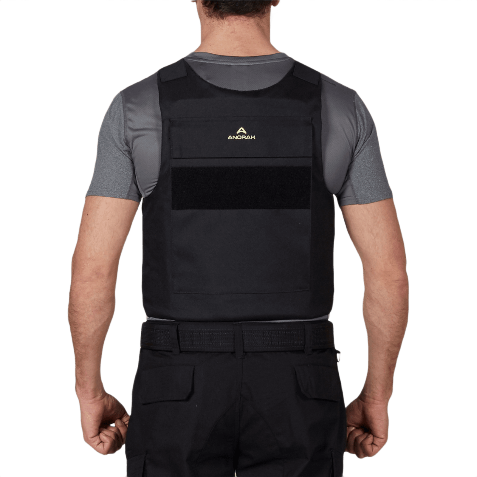 Anorak Rhodium® Duty I Stik & Skudsikker Vest, bagfra vist, viser vestens sikkert monterede soft armor-panel og holdbare konstruktion.