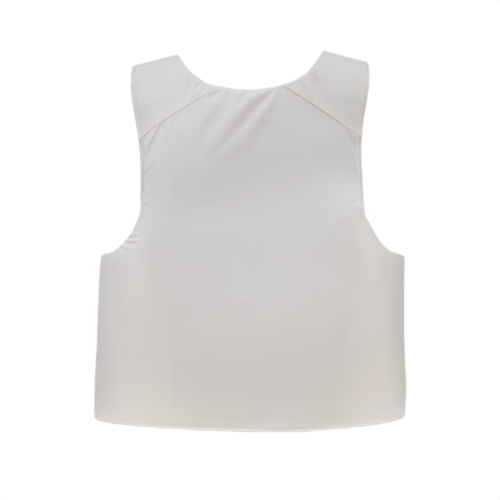 Anorak Titanium® Concealable IV Stik & Skudsikker Vest i hvid farve, visning bagfra, skjult kropsbeskyttelse med NIJ niveau IIIA beskyttelse.
