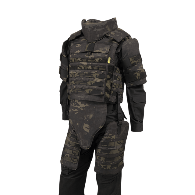 Anorak Chromium® Tactical II – full set MultiCam® soft body armor vest with IIIA protection in black camouflage.