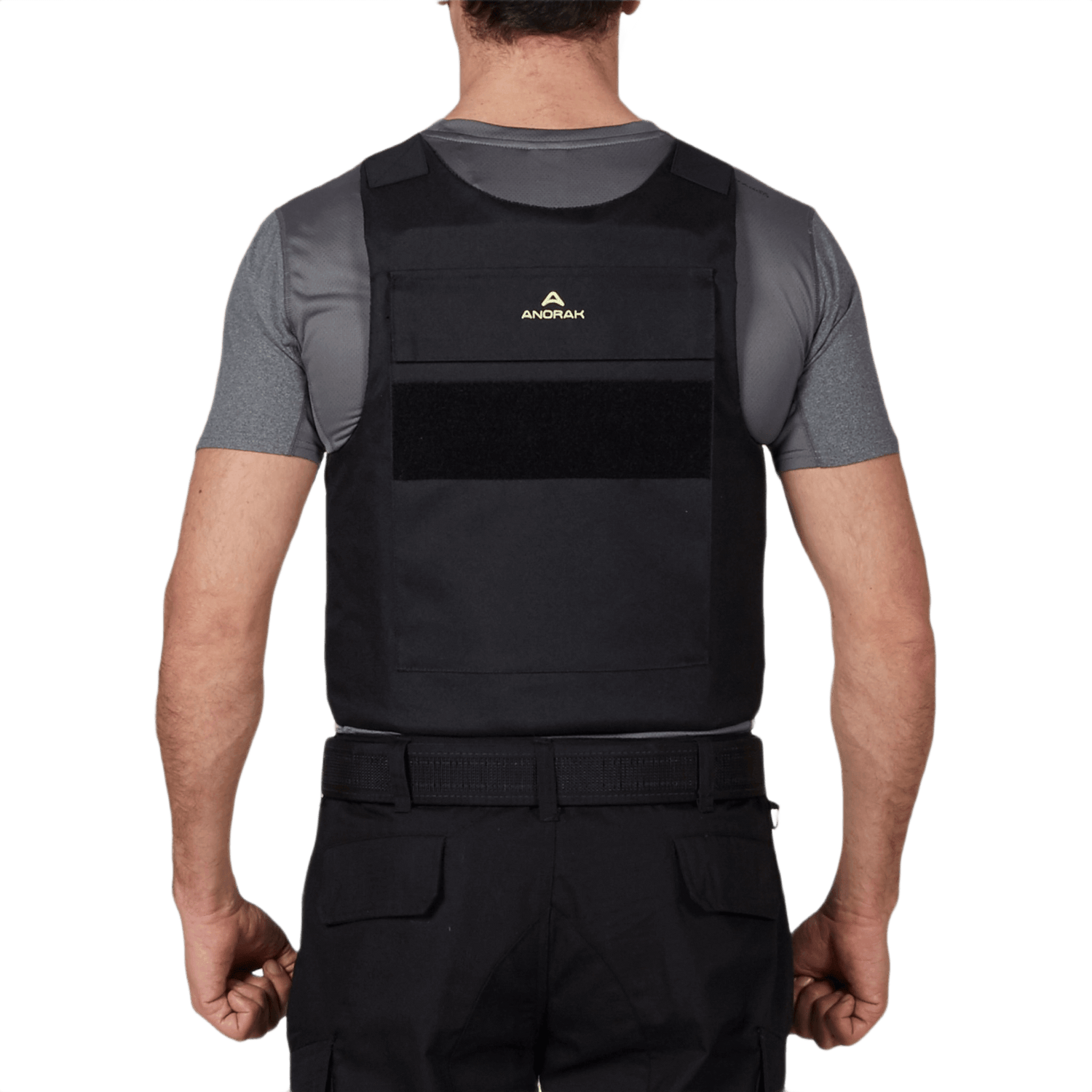 Anorak Rhodium® Duty I Stik & Skudsikker Vest, bagfra vist, viser vestens sikkert monterede soft armor-panel og holdbare konstruktion.