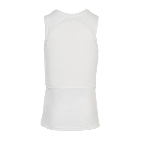 Anorak Rhodium® Undershirt II i hvid, set bagfra, designet til skjulbar beskyttelse mod knive og skud i overensstemmelse med NIJ 0101.06-standarden.