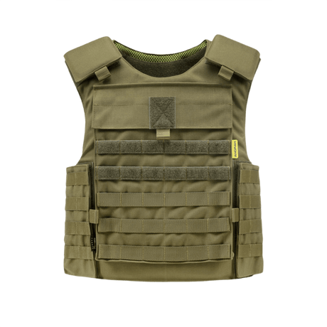Anorak Chromium® Tactical II – fr.bk.sh. Skudsikker Vest i olivengrøn, designet til NIJ 0101.04 IIIA-beskyttelse med maksimal dækning.