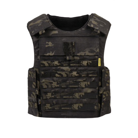 Anorak Chromium® Tactical II – fr.bk. MultiCam® Skudsikker Vest med maksimal IIIA-beskyttelse og tilpasningsmuligheder, set forfra.