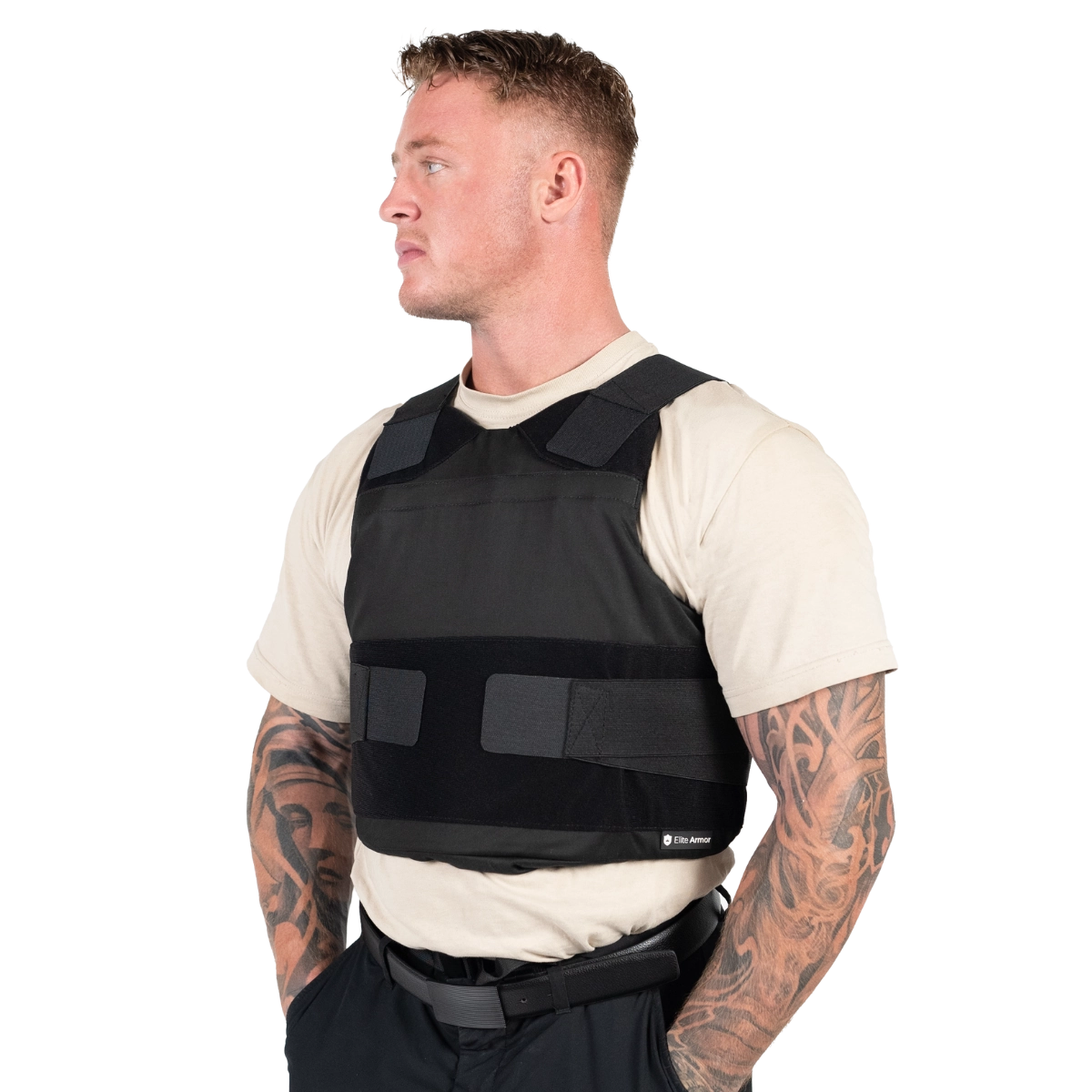 Elite Armor Impact Stik & Skudsikker vest model vinkel