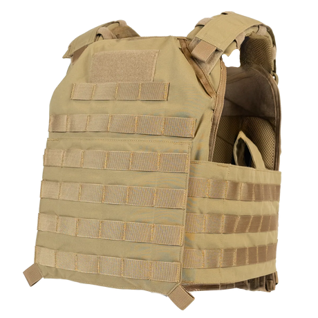 Elite Armor Plate Carrier Khaki set forfra i vinkel