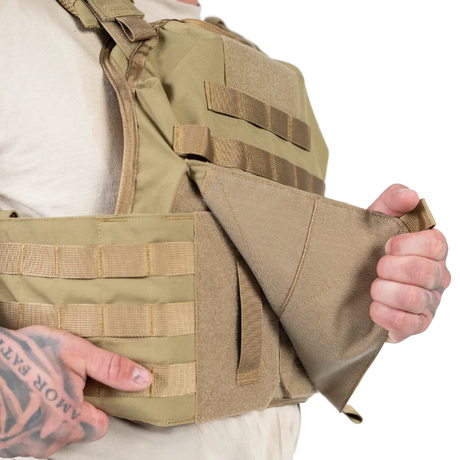Elite Armor Plate Carrier Khaki model lukning front