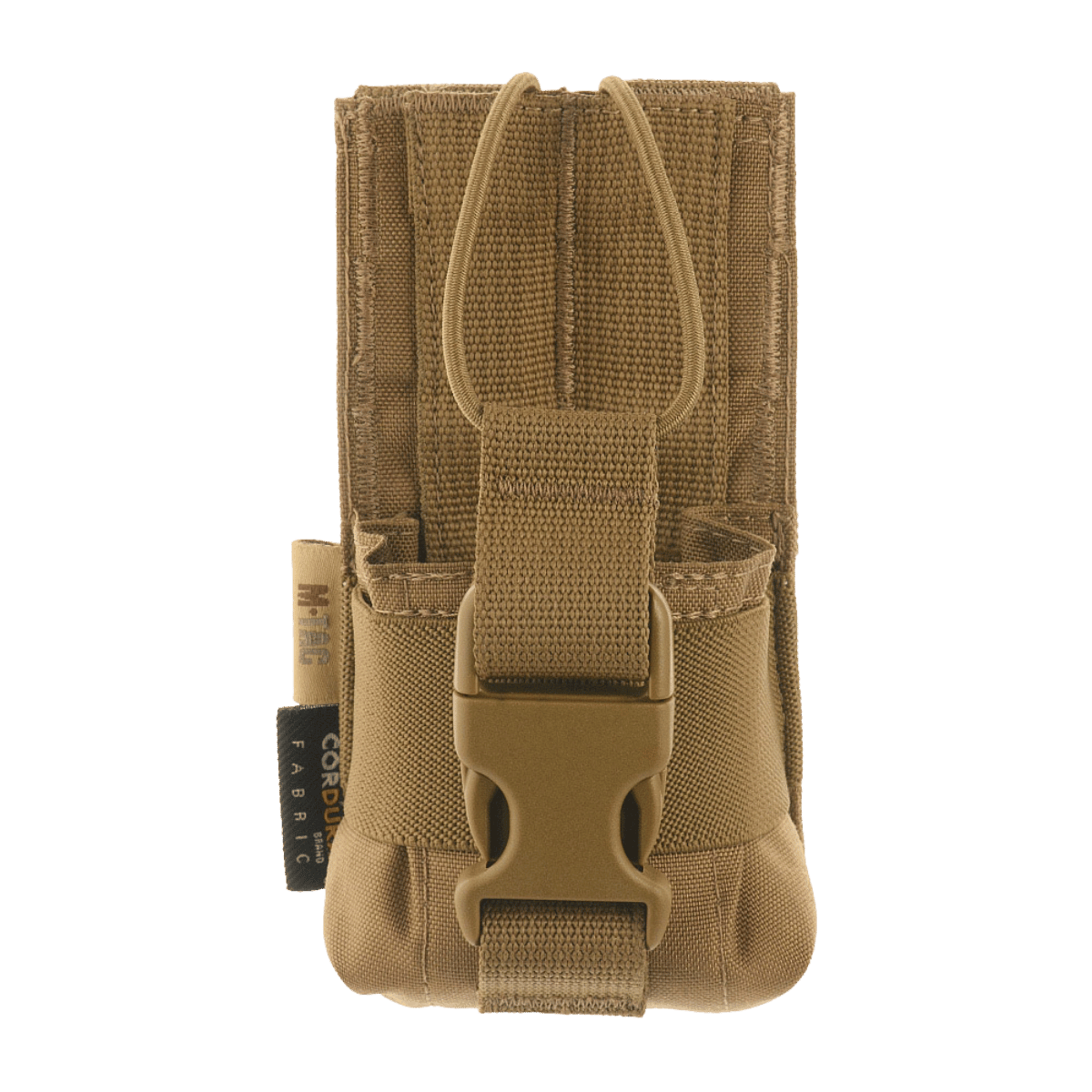 M-Tac Radio Pouch Motorola 4400/4800 i Coyote Brown med MOLLE-system for enkel adgang til radioens kontroller.