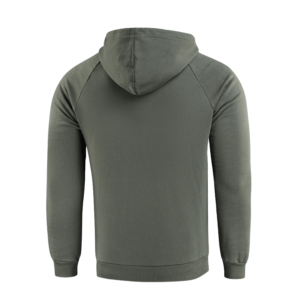 M-Tac Hættetrøje Cotton Raglan i armygrøn med raglanærmer set bagfra