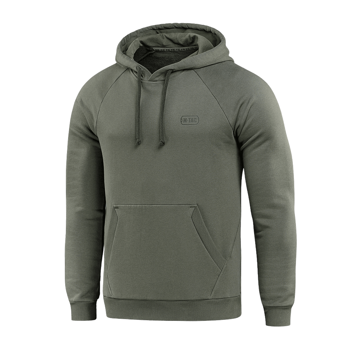 M-Tac Hættetrøje Cotton Raglan i grønt, 100% bomuld, med raglanærmer og løs pasform for komfort og bevægelsesfrihed.