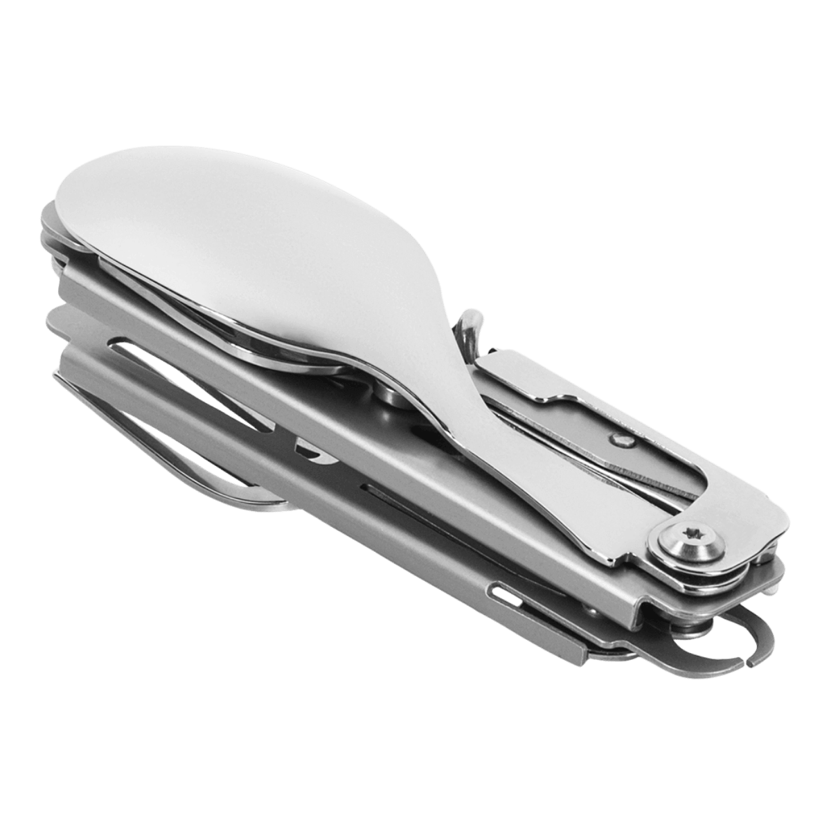 M-Tac Spork Bestiksæt med Karabinhage - praktisk feltbestik med integreret ske, gaffel og flaskeåbner, ideel til udendørs brug.