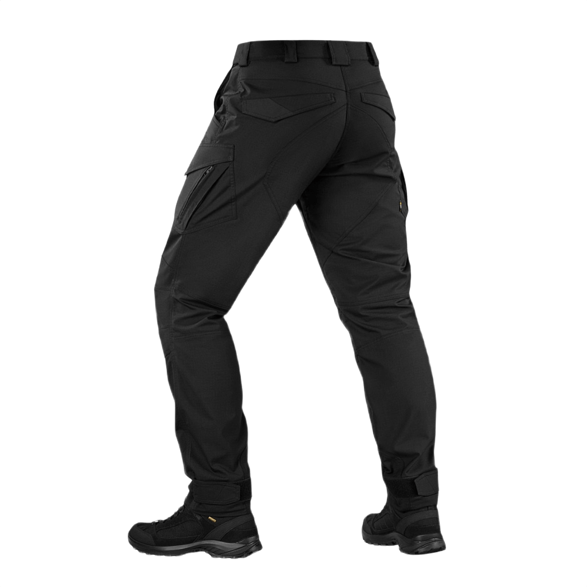 "M-Tac Aggressor Special Edition Bukser i sort bagfra, designet til komfort og holdbarhed med elastisk talje og taktiske lommer."