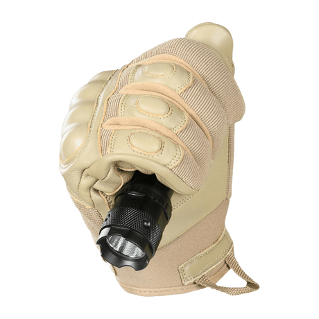 M-Tac Handsker Assault Tactical Mk.4 i ægte læder med forstærket håndflade, støddæmpende knoer og velcro til perfekt pasform.