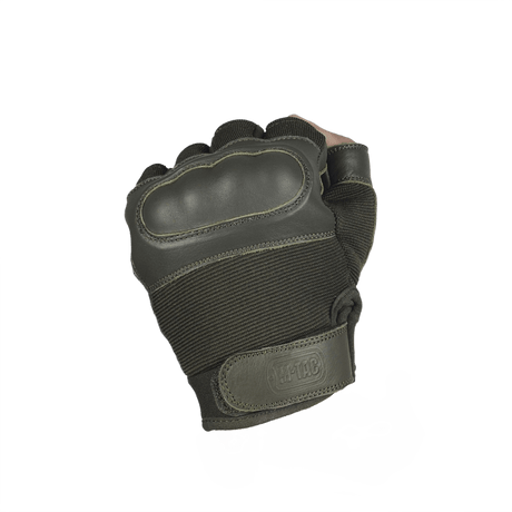 M-Tac Fingerløse Handsker Assault Tactical Mk.4 med forstærket læderhåndflade og kno pads, sort design, ideel til taktisk brug.