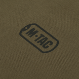M-Tac Cotton Raglan Hard Hoodie i 100% bomuld med fleecefor - nærbillede af stoffet med M-Tac logo. Ideel til efterår, vinter og forår.