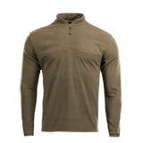 M-Tac Delta Fleece Jakke i olivenfarve med tommelhuller til aktiv brug i koldt vejr, lavet af 190 g/m² fleece for komfort og varme.