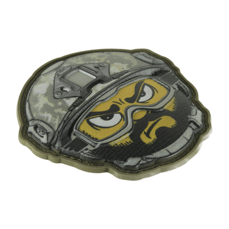 M-Tac Patch Emoji #21 PVC 3D patch med kamuflagehjelm og Velcro, taktisk morale patch til beklædning eller udstyr, 6.5 x 6.5 cm