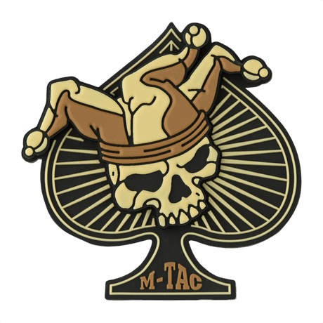 M-Tac Ace of Spades 3D PVC Patch taktisk morale patch med Velcro til tøj og udstyr, robust design til militær og outdoor aktiviteter.