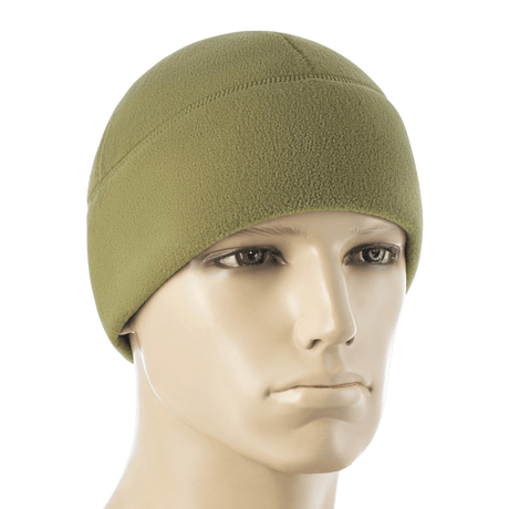 M-Tac Fleece Polartec Watch Cap i olivengrøn på mannequin, perfekt til kolde vejrforhold og udendørs aktiviteter, lavet af holdbart Polartec fleece.