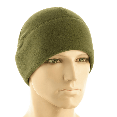 M-Tac Fleece Polartec Watch Cap i olivengrøn, let og varm hue til kolde vejrforhold, perfekt til udendørs aktiviteter og vinterbrug.