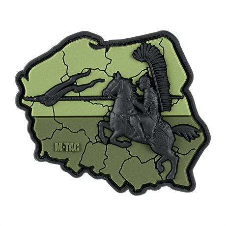 M-Tac Patch Husaria 3D PVC morale patch med vingede husar, Polens flag, 70x80mm, PVC, velcro, 3D-effekt, mod og ridderlighed.