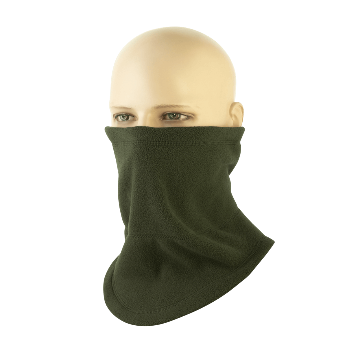 M-Tac Anatomisk Snood Justerbar Elite Fleece (320 g/m²) i grøn på mannequin, multifunktionelt koldtvejrs tilbehør, blød fleece.