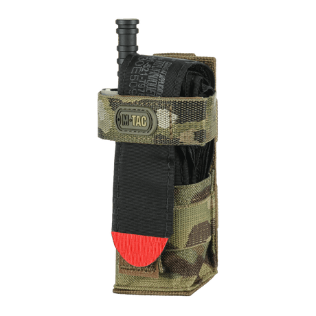 M-Tac kompakt tourniquet-lomme Gen.3 til hurtig førstehjælp med camouflage design, designet til hæmostatisk tourniquet opbevaring.