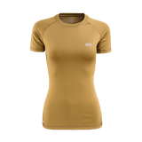 M-Tac T-shirt Ultra Light Polartec Lady i brun farve, ideel til træning og hverdagsbrug, lavet af Power Dry® materiale med en anatomisk damepasform.