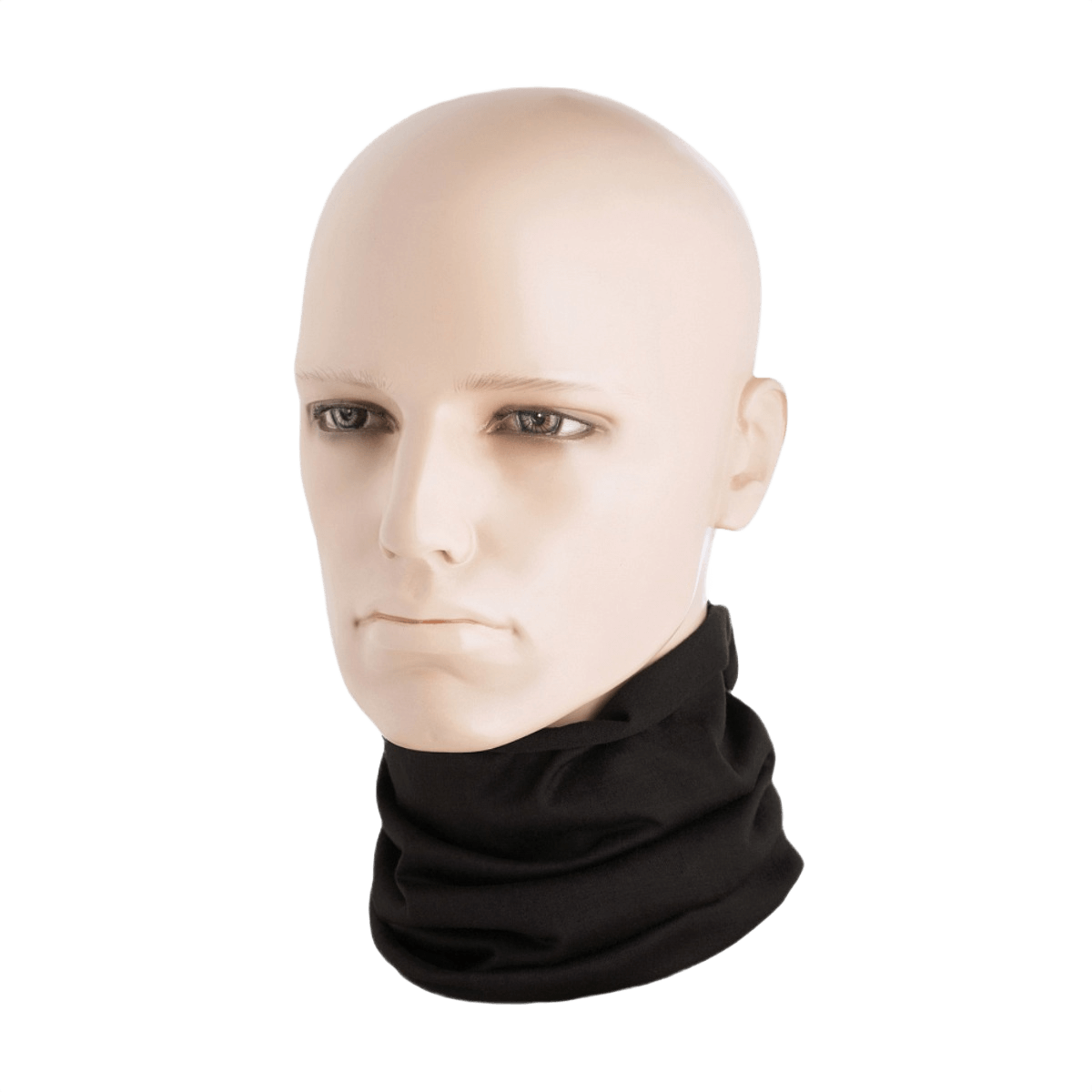 M-Tac Let Tubehalstørklæde omkring halsen på en mannequin, lavet af let og hurtigtørrende polyester, ideel til mange anvendelser som balaklava og hue.