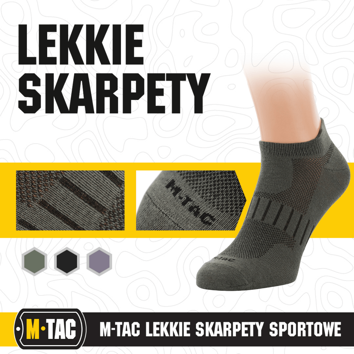M-Tac Let Sportsokker i åndbart materiale, designet til løb og udendørsaktiviteter, kort længde med optimal pasform og komfort.