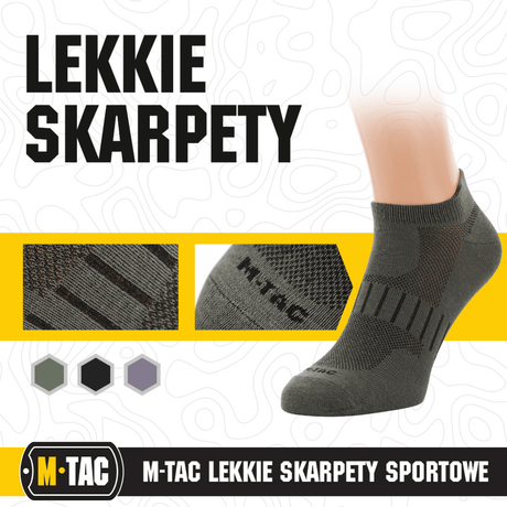 M-Tac Let Sportsokker i åndbart materiale, designet til løb og udendørsaktiviteter, kort længde med optimal pasform og komfort.