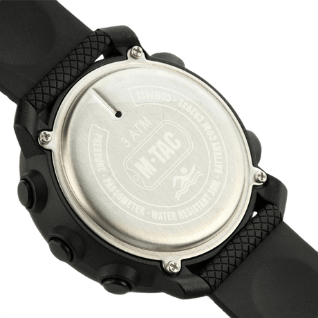M‑Tac Multifunktionelt Taktisk Ur med robust polycarbonat urkasse og rustfri stålkant, vandafvisende op til 3 ATM.