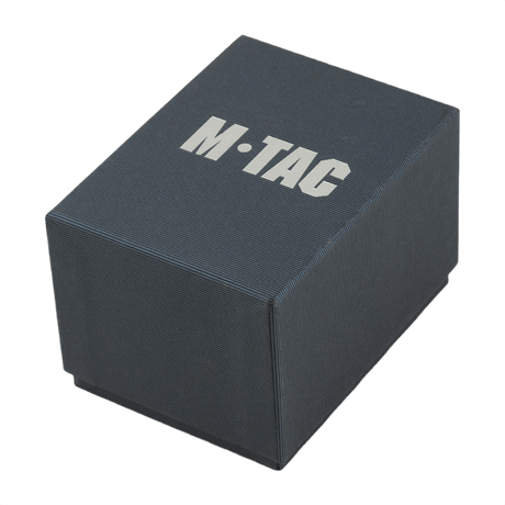 M‑Tac Multifunktionelt Taktisk Ur i emballage med mærkelogo, ideel til aktive eventyr og militærbrug.