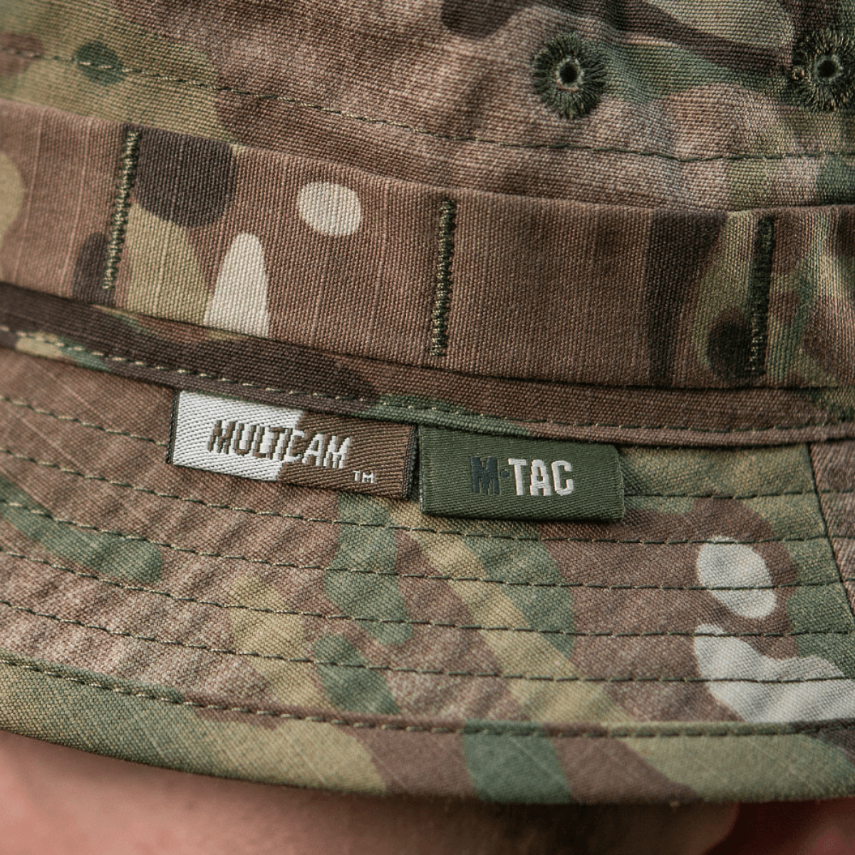 M-Tac Panama Hat Gen.II NYCO i camouflage med mærketyper og ventilationshuller, ideel til hverdag i varme og somre.